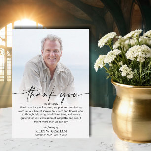 Simple Funeral Photo Thank You Card