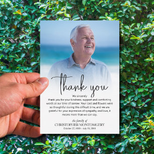 Simple Funeral Photo Thank You Card