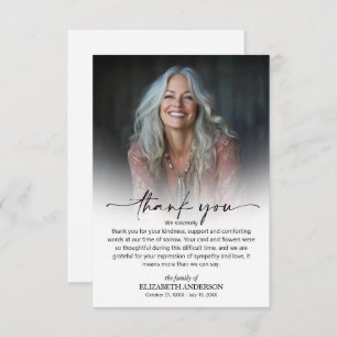 Simple Funeral Photo Thank You Card