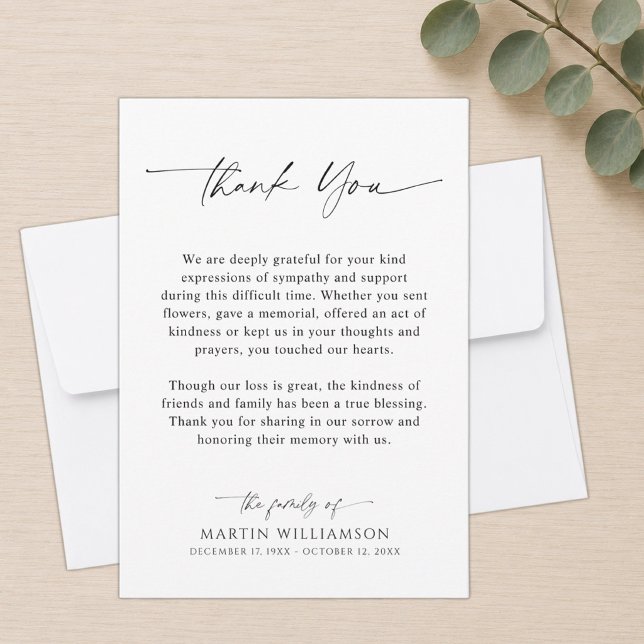 Simple Funeral Script Thank You Card (Creator Uploaded)