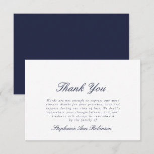Simple Funeral Sympathy Blue Thank You Note Card