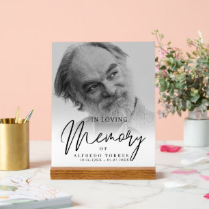 Simple Funeral Sympathy Photo Memorial Acrylic Sign