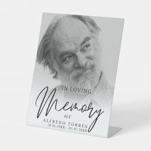 Simple Funeral Sympathy Photo Memorial Pedestal Sign