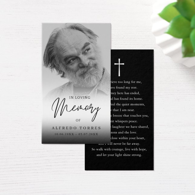 Simple Funeral Sympathy Photo Memorial Prayer Card (Desk)