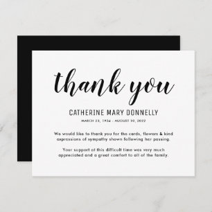 Simple Funeral Thank You Card