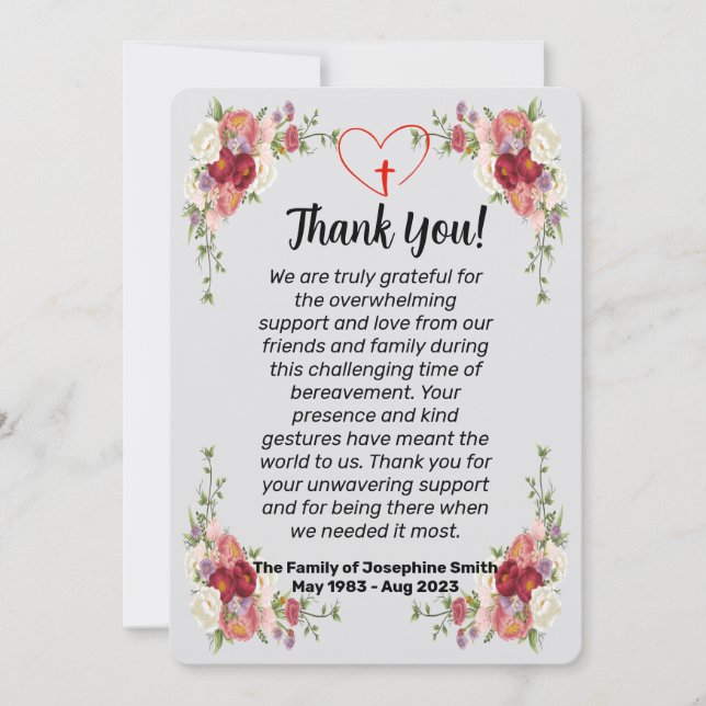 Simple Funeral Thank You Card For Condolences  (Front)