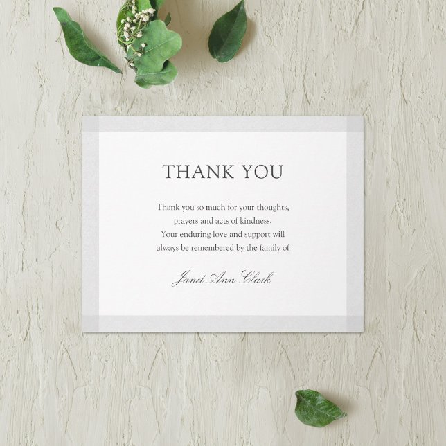 Simple Funeral Thank You Card | Grey Border (Creator Uploaded)
