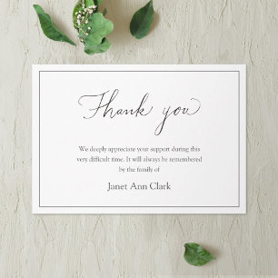 Simple Funeral Thank You Note Card