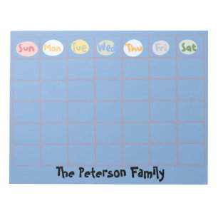 Simple Funky Family Custom Weekly Calendar  Notepad