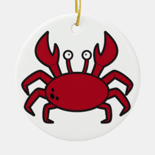 Simple funny cartoon red crab ceramic tree decoration