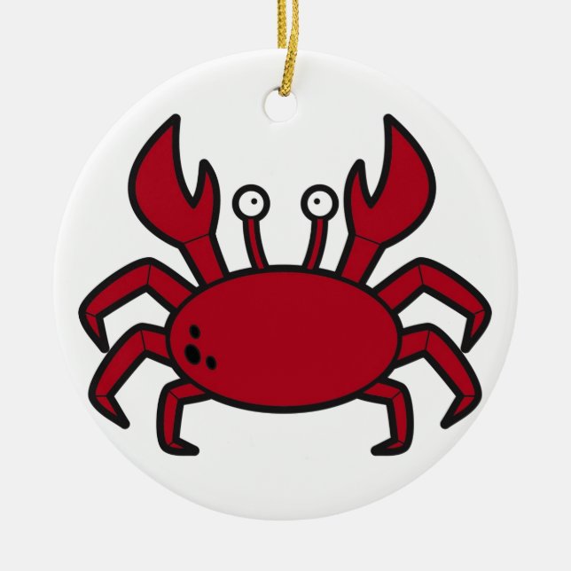 Simple funny cartoon red crab ceramic tree decoration (Front)