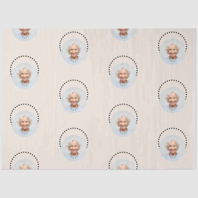 Simple Funny Chic Editable Round Photo Polka Dot Tissue Paper (Front)