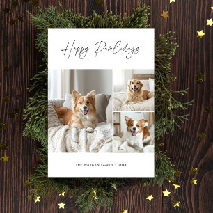 Simple Funny Dog Photo Christmas Happy Pawlidays  Holiday Card