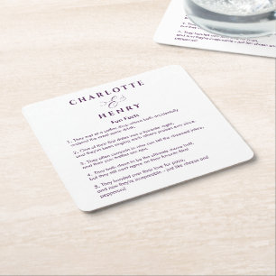 Simple Funny Facts Wedding Coasters