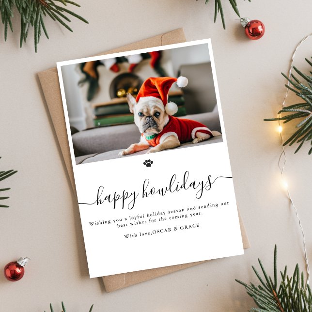 Simple Funny Happy Howlidays Pet Dog Photo Holiday Card (Creator Uploaded)
