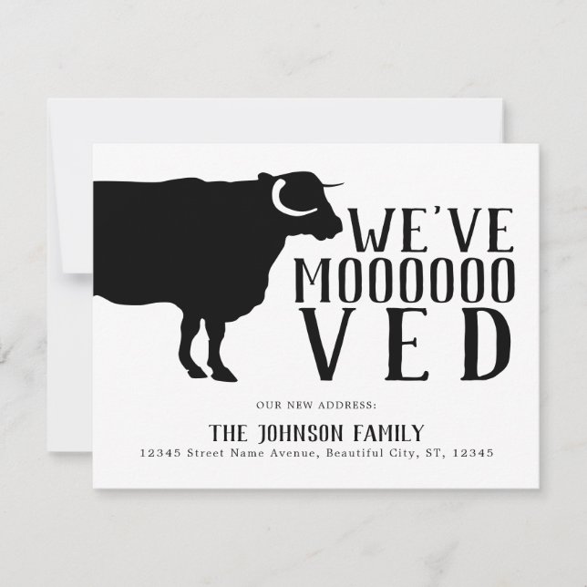 Simple Funny We've Moved Farm Cow New Home Moving Announcement (Front)