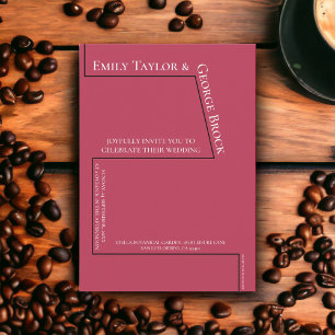 Simple Funny White Script Magenta Modern Wedding Invitation