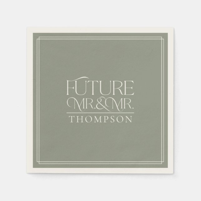 Simple Future Mr & Mr Ivory Couple's Shower Paper Napkin (Front)