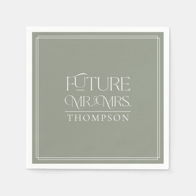 Simple Future Mr Mrs Green Couple's Shower Paper Napkin (Front)