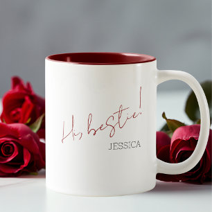 Simple Galentine's Day Minimalist Chic Script Two-Tone Coffee Mug