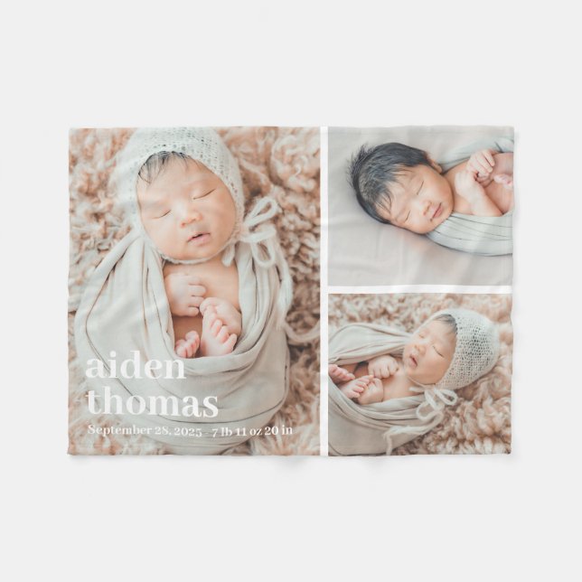 Simple Gallery Of Three Personalised Photo Blanket (Front (Horizontal))