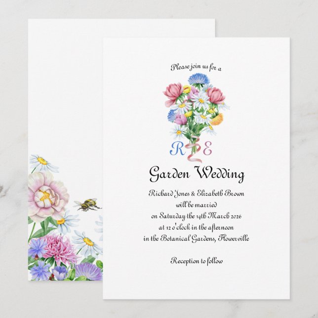 Simple Garden Spring Daisy Wildflower Minimal Invitation (Front/Back)
