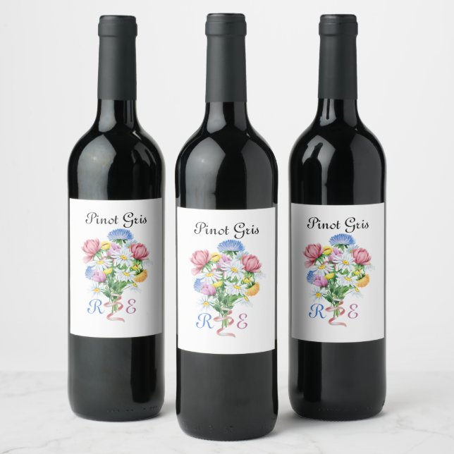 Simple Garden Spring Daisy Wildflower Minimal Wine Label (Bottles)