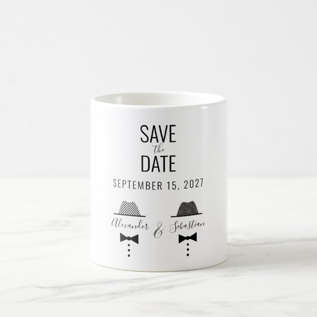Simple Gay Wedding Save The Date Invitation Coffee Mug (Center)
