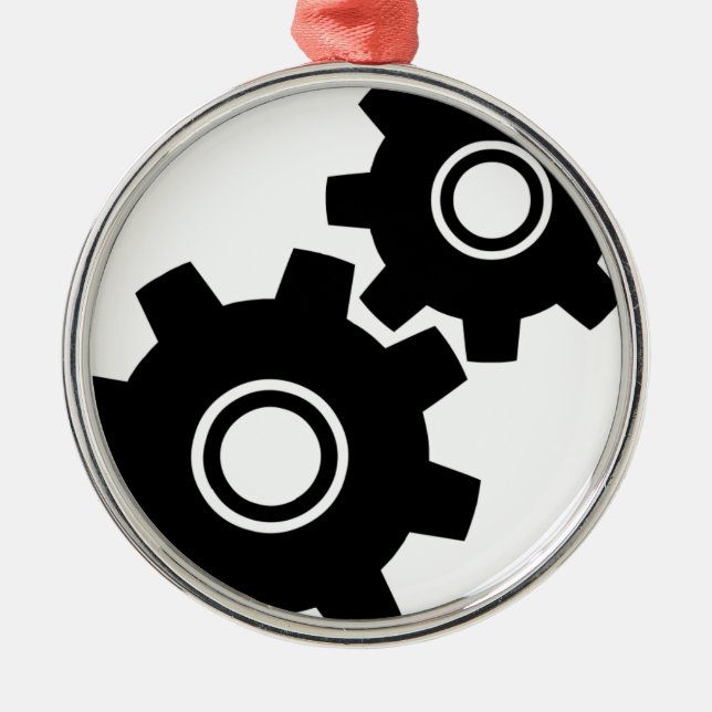 SImple Gears Cogs Metal Tree Decoration (Front)