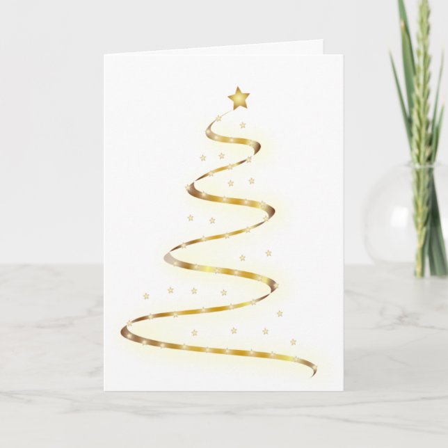 Simple Generic Gold Modern Christmas Tree Card (Front)
