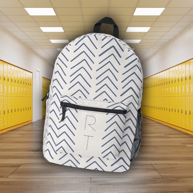 Simple Geometric Arrows Monogram Initials Printed Backpack (Creator Uploaded)