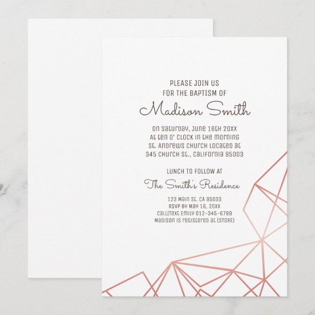 Simple Geometric Baptism Invitation (Front/Back)