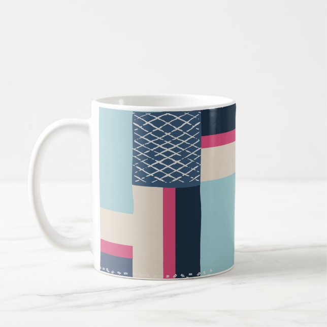 Simple Geometric Brush Strokes: Colour Block Coffee Mug (Left)