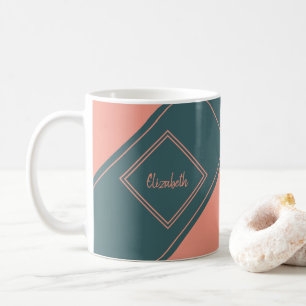 Simple Geometric Diamond Custom Name Coffee Mug