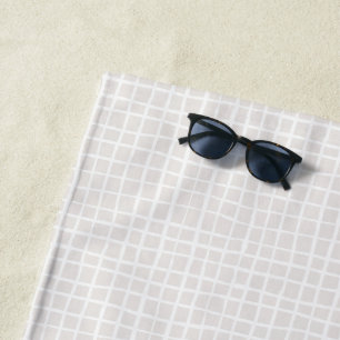 Simple geometric Grid beige white neutral check Beach Towel