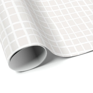 Simple geometric Grid beige white neutral check Wrapping Paper