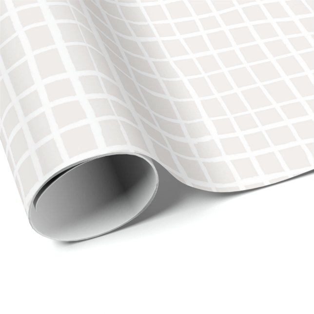 Simple geometric Grid beige white neutral check Wrapping Paper (Roll Corner)