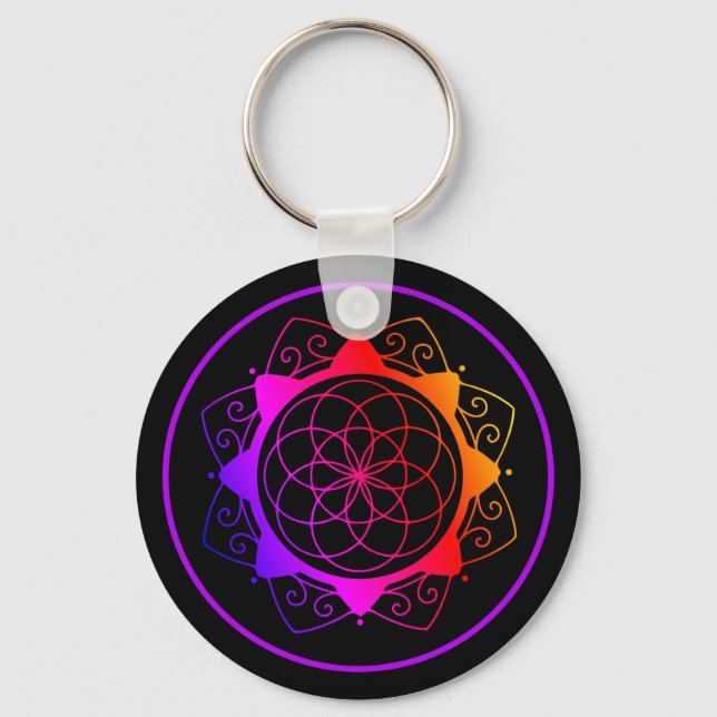 Simple Geometric Mandala Keychain (Front)