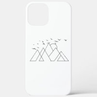 Simple Geometric Mountains With Birds Nature Ar