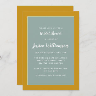 Simple Geometric Mustard and Sage Bridal Shower Invitation