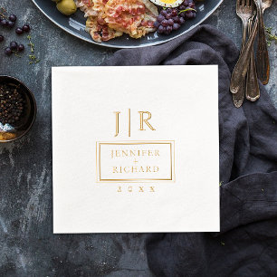 Simple Geometric Name Initials Wedding Monogram Foil Napkins