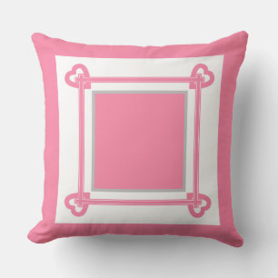 Simple, Geometric, Pattern ,Pink , Grey  Cushion