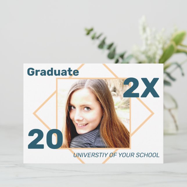 Simple Geometric Photo Graduation Invitation (Standing Front)