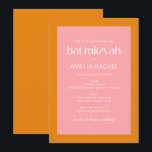 Simple Geometric Pink and Orange Bat Mitzvah Invitation<br><div class="desc">Custom Simple Geometric Pink and Orange Bat Mitzvah Invitation</div>