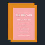 Simple Geometric Pink and Orange Bat Mitzvah Invitation<br><div class="desc">Custom Simple Geometric Pink and Orange Bat Mitzvah Invitation</div>