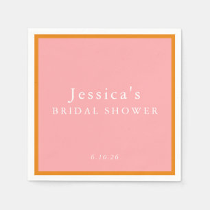 Simple Geometric Pink Orange Custom Bridal Shower Napkin