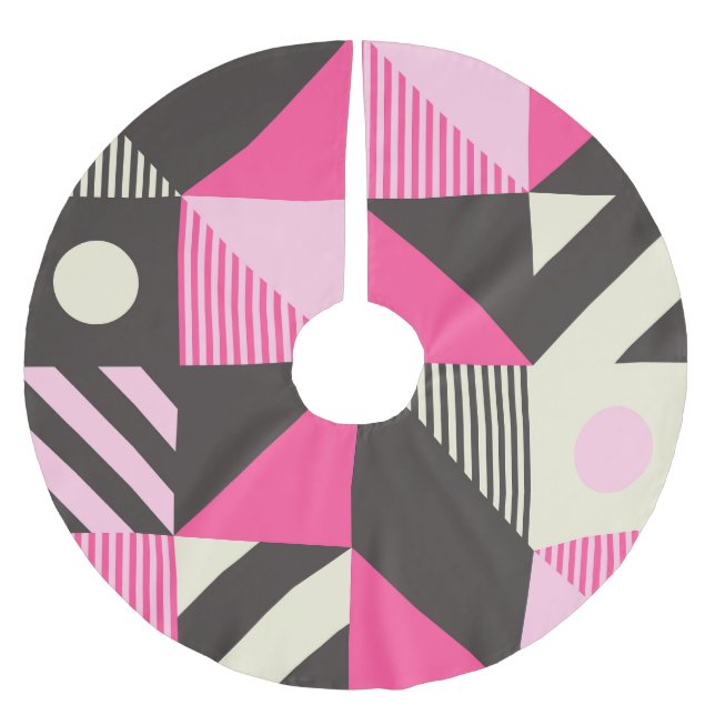 Simple Geometric Scandinavian Artwork Brushed Polyester Tree Skirt (Front)
