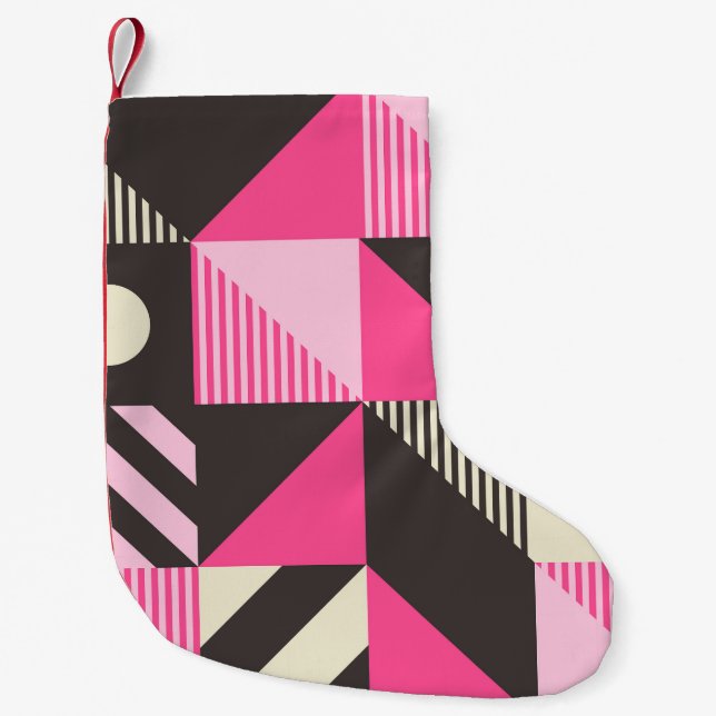 Simple Geometric Scandinavian Artwork Small Christmas Stocking (Front)