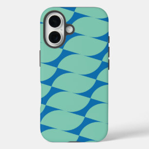 Simple Geometric Shapes in Aqua and Blue iPhone 16 Case
