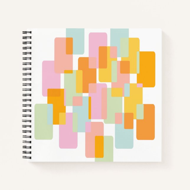 Simple Geometric Shapes in Pastels Yellow Orange Notebook (Front)